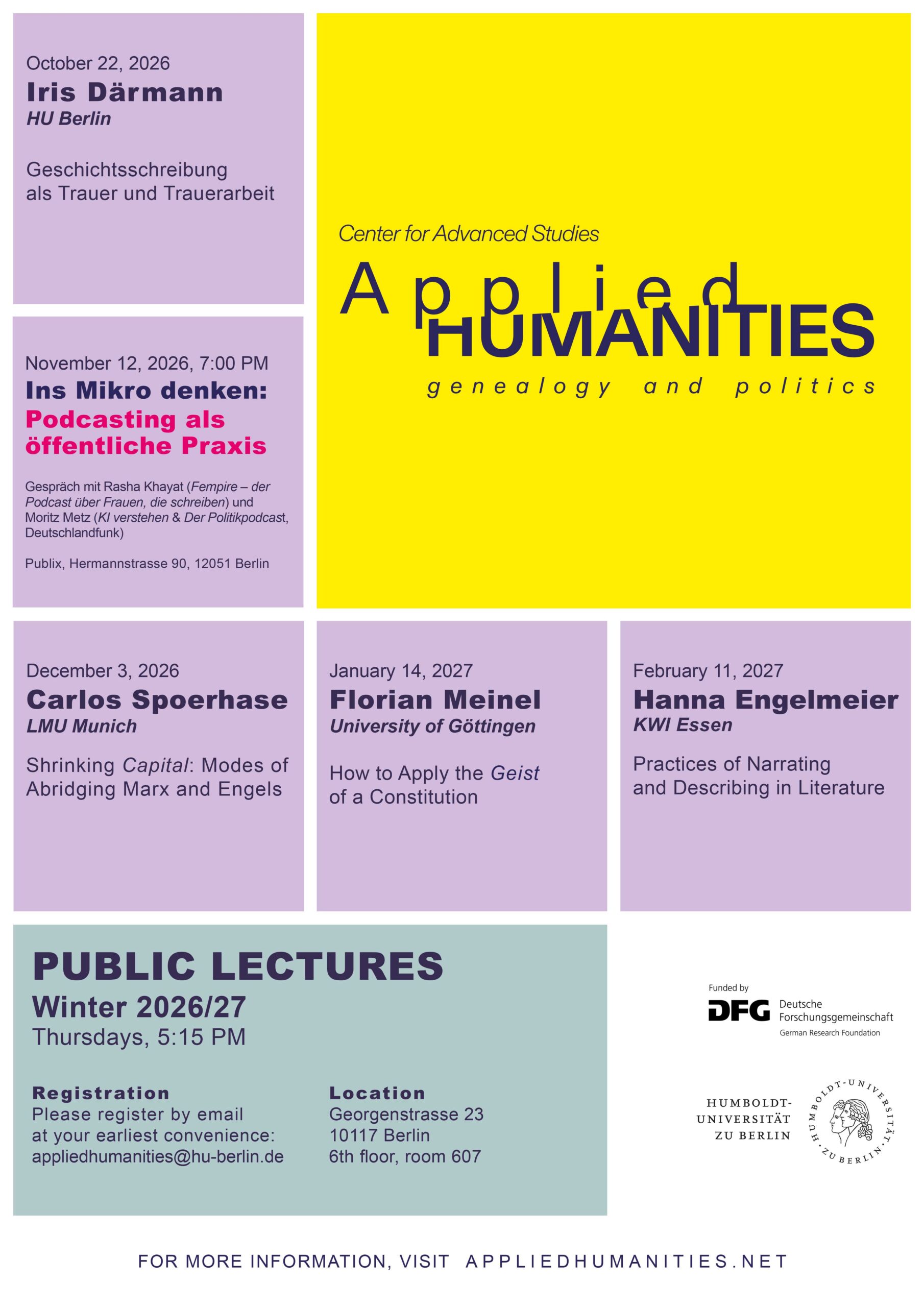 Applied Humanities Public Lectures Winter 26/27